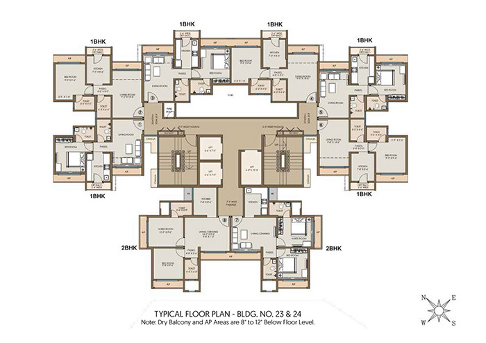 Typical floor plan of residential tower at Mayfair Virar Gardens